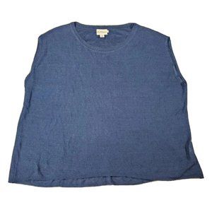 Pure DKNY Womens M/L Navy Sleeveless Top Loose Knit Oversized Lightweight Vented
